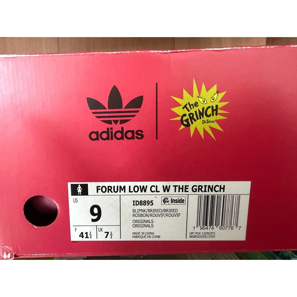 The Grinch - Cindy Lou Who sz 9  Adidas Forum Low Sneaker Suede Pink Christmas
